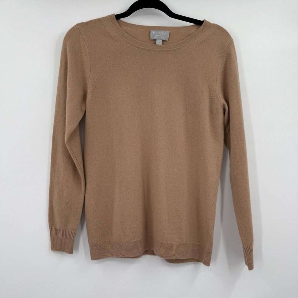 PURE Collection Sweater Womens US 4 Beige Crew Neck Lightweight Raglan Cashmere